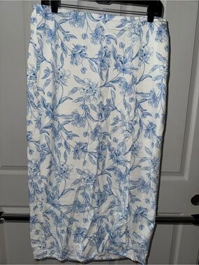 A New Day Blue Floral Pencil Skirt - White & Blue